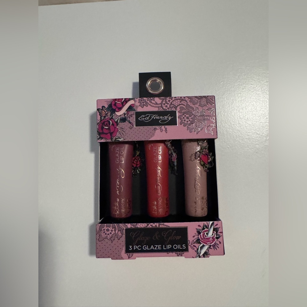 Ed Hardy Pink Glaze Lip Oil Trio